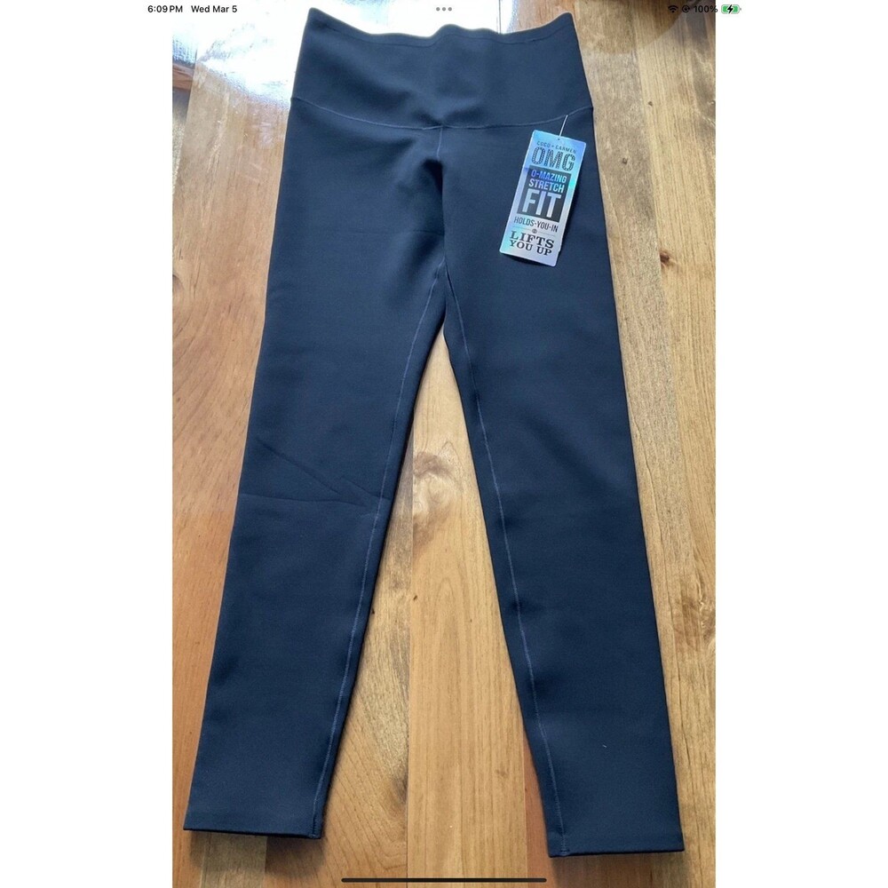 Coco + Carmen OMG Black Womans Small Tummy-Slimming Booty Lift Lined Legging NEW